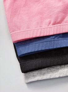 SHEIN 4pcs Set Tween Girls Minimalist Comfy Contrast Strap Camisole Bralette Set