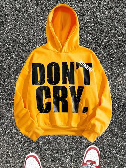 Manfinity VCAY Men's Letter Print Loose Knit Long Sleeve Hoodie, For Friends, Husband, Boyfriend Gifts, For Fall Winter