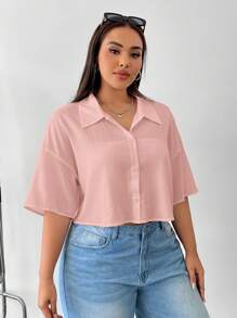 Comfortcana 情人节，大码女式纽扣休闲短衬衫，粉色，百搭