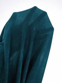 Modelyn 1pc Women Solid Color Twist Design V-Neck Elegant Long Sleeve Dress Long Evening Dresses - Teal Blue - View 8