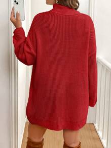 SHEIN Clasi Plus Size High Neck Drop Shoulder Sleeve Loose Pure White Sweater Dressbusiness Casual Woman,Work Wear,Fall Wedding Guest Dress, For Winter