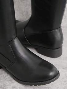 SHUZIA Bestseller Women's Black Stretch Pu Over-The-Knee Boots – Sleek, Comfortable Fit With Stylish Tie Back Detail - Black - View 5