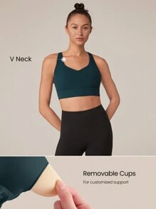 GLOWMODE FeatherFit™-Sculpt V-Ausschnitt Racerback Sport-BH Top mit mittlerer Stützung zum Trainieren