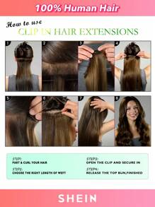 4PCS Clip In Hair Extensions Real Human Hair, Remy Human Hair Extensions Clip Ins For Women, Natural Human Hair, 70g-80g - S4/27 - View 6