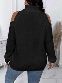 Calvaya Áo len chui đầu cổ lọ cỡ lớn, đơn giản và thời trang mặc thường ngày - màu đen - Xem 2