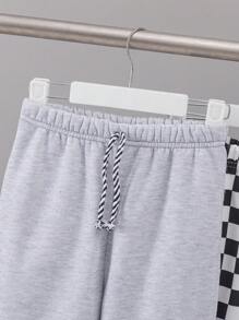 SHEIN 3pcs Young Boy Casual College Style Comfortable & Practical Sweatpants With Decorative Patches And Contrast Color Drawstring, Versatile Outfit For Spring, Summer, Autumn And Winter - Multicolor - View 4