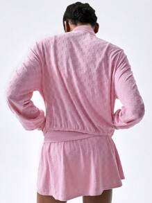 VARSITIE 粉色寒冷天气服装秋冬装瑜伽休闲时尚基本款女士户外夹克 - 粉色 - 查看 2