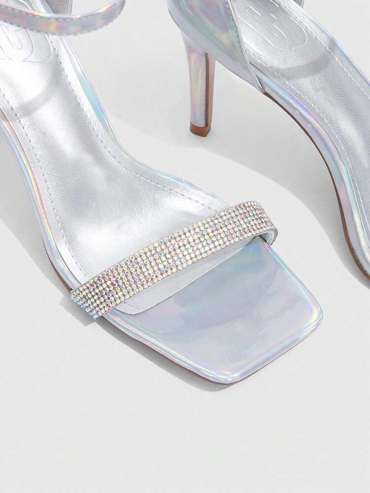 CUCCOO SZL Women's Pointy Toe Crystal Embellished Ankle Strap High Heel Sandals, Fashion Stiletto Heels For Date Night And Night Out Stylish Look