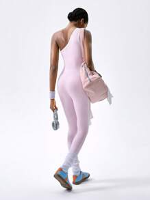 VARSITIE Pink Fall Winter Clothes Simple & Stylish & Slim Fit & Asymmetrical Shoulder Straps Women Outdoor One-Pieces