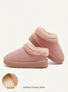 Cozy Pixies 1 双女童时尚舒适毛绒拖鞋，适合秋冬季日常休闲穿着 - 粉色 - 查看 1