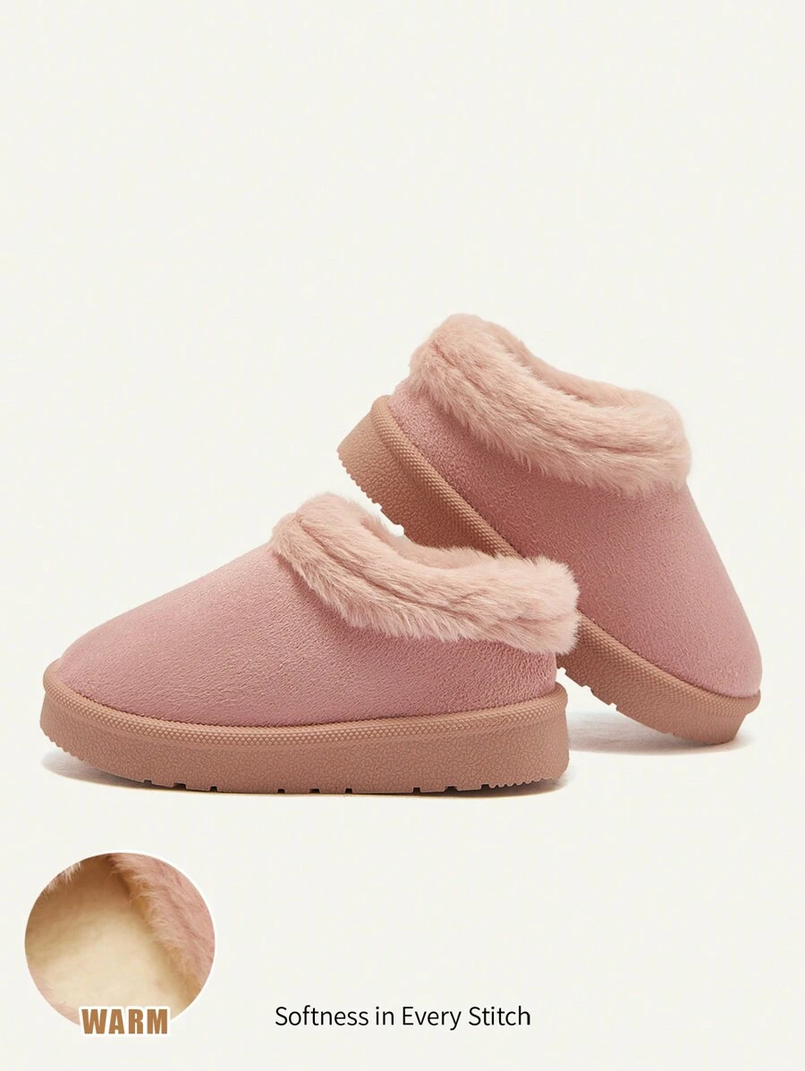 Cozy Pixies 1 双女童时尚舒适毛绒拖鞋，适合秋冬季日常休闲穿着 - 粉色 - 查看 1