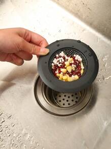 1 Pieza Colador y tapón para fregadero de cocina, Tapón de desagüe redondo negro hueco para cocina, Tapón de acero inoxidable para triturador de basura con asa, Filtro universal anti-atascos para fregadero de cocina, Regalo navideño