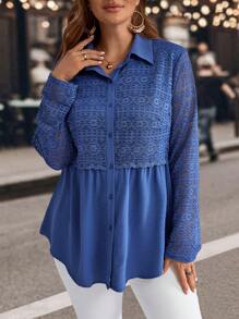 EMERY ROSE Plus Size New Years Casual Basic Shirt, Everyday Wear, New Years