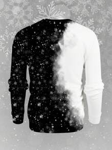 Manfinity Homme 男士宽松圣诞老人印花圆领运动衫，秋季 - 白色 - 查看 2