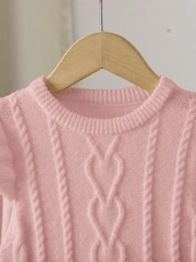 LMoss Kids Young Girl's And Young Girl's Textured Knit Sweater Dress, Casual Autumn Outfit With Warmth - Pink - View 8