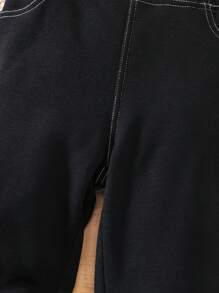 SHEIN 1 quần dài lưng thun co giãn mềm mại phong cách Hàn Quốc cho bé trai/bé gái thường ngày, thích hợp mặc hàng ngày, đi học, đi chơi, thể thao, mùa thu/đông - màu đen - Xem 7