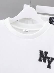 6 件套年轻男童休闲韩版字母印花图案圆领宽松长袖运动衫和宽松罗纹袖口运动裤 2 件套，适合学校、花园、海滩、生日、春季、夏季、秋季、冬季 - 彩色 - 查看 5