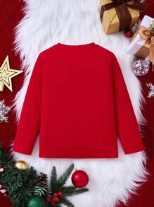 THE POLAR EXPRESS X SHEIN 小女孩 T 恤，圣诞节礼物 - 紅色 - 查看 2