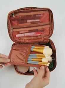 大容量时尚新款沙发帆布化妆品收纳袋 - 棕色 - 查看 8