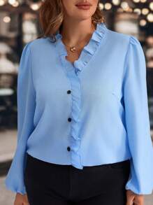 EMERY ROSE Plus Size Zimowe Ubrania Swobodne Proste Modne Koszule Biurowe Damskie Do Codziennego Noszenia