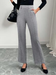 EMERY ROSE Flare Leggings Grey Woolen Ladies' Casual Business - Black and White - View 1