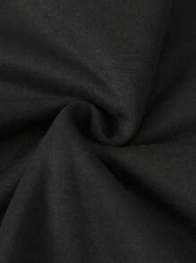 SHEIN LUNE Áo nỉ mỏng nhẹ, đa năng, phong cách tối giản Anh Quốc, thích hợp cho nữ, mặc đi nghỉ mát, thường ngày, thoải mái, dáng rộng, thời trang thu đông xuân, mặc ở nhà. - màu đen - Xem 6
