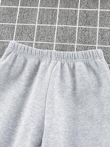 SHEIN Leap Crew Bộ 3 quần dài ống rộng thoải mái màu trơn cạp trung có dây rút cho bé trai, mua 2 tặng 1, thích hợp cho du lịch, đi học, tụ họp hàng ngày, mùa thu/đông, tựu trường, mùa thu, dáng rộng, quần áo trẻ em bé trai, bộ, áo nỉ cổ tròn - Nhiều màu - Xem 4