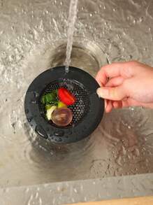 1 Pieza Colador y tapón para fregadero de cocina, Tapón de desagüe redondo negro hueco para cocina, Tapón de acero inoxidable para triturador de basura con asa, Filtro universal anti-atascos para fregadero de cocina, Regalo navideño