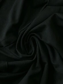 SHEIN Clasi Women's Solid Color Ruched Collar Fitted Long Sleeve T-Shirt For Autumn - Black - View 6