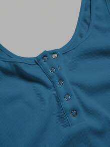 Slaydiva Áo ba lỗ trắng đơn giản, cổ chữ U khoét sâu và áo thun lưng chữ C - Màu xanh ngọc - Xem 3