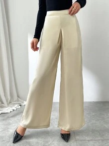 SHEIN Privé Neue elegant schicke Pendelzug Retro wohlhabende Dame Stil luxuriöse Reh hohe Taille schlanke weite gerade Hose, Valentinstag Outfit