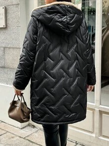 EMERY ROSE Plus Size Winter Clothes Casual Hooded Thermal Lined Padded Padded Coat Fall Cloth For Women Autumn