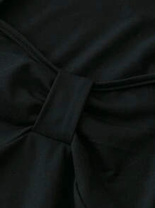 SHEIN Clasi Women's Solid Color Ruched Collar Fitted Long Sleeve T-Shirt For Autumn - Black - View 5