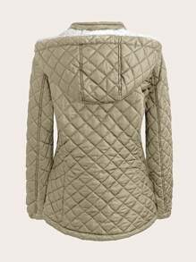 SHEIN LUNE 女士连帽保暖棉服棉袄衣服冬季欧美跨境风 - 卡其色 - 查看 2