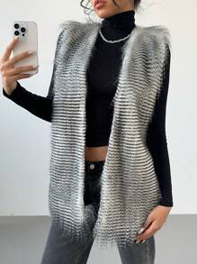 Aloruh Women Autumn/Winter New Fuzzy Multi-Color Tie Dye Dyeing Fluffy Vest Jacket