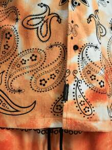 Manfinity VCAY 2pcs Men Casual Loose Fit Long Sleeve Shirt And Elastic Waist Straight Leg Pants Suit Set - Orange - View 5