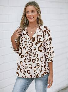 SHEIN LUNE Christmas Women Clothes Women's Casual Office Blouse, Teacher Work Uniform, Party Wear, Sequin Print Black Shirt New Years Outfit