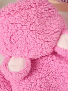 PETSIN 1pc Pet Cat Dog Bear Cosplay Hoodie, Pink Sherpa Soft Warm Sweatshirt For Dogs, Autumn/Winter - Pink - View 6