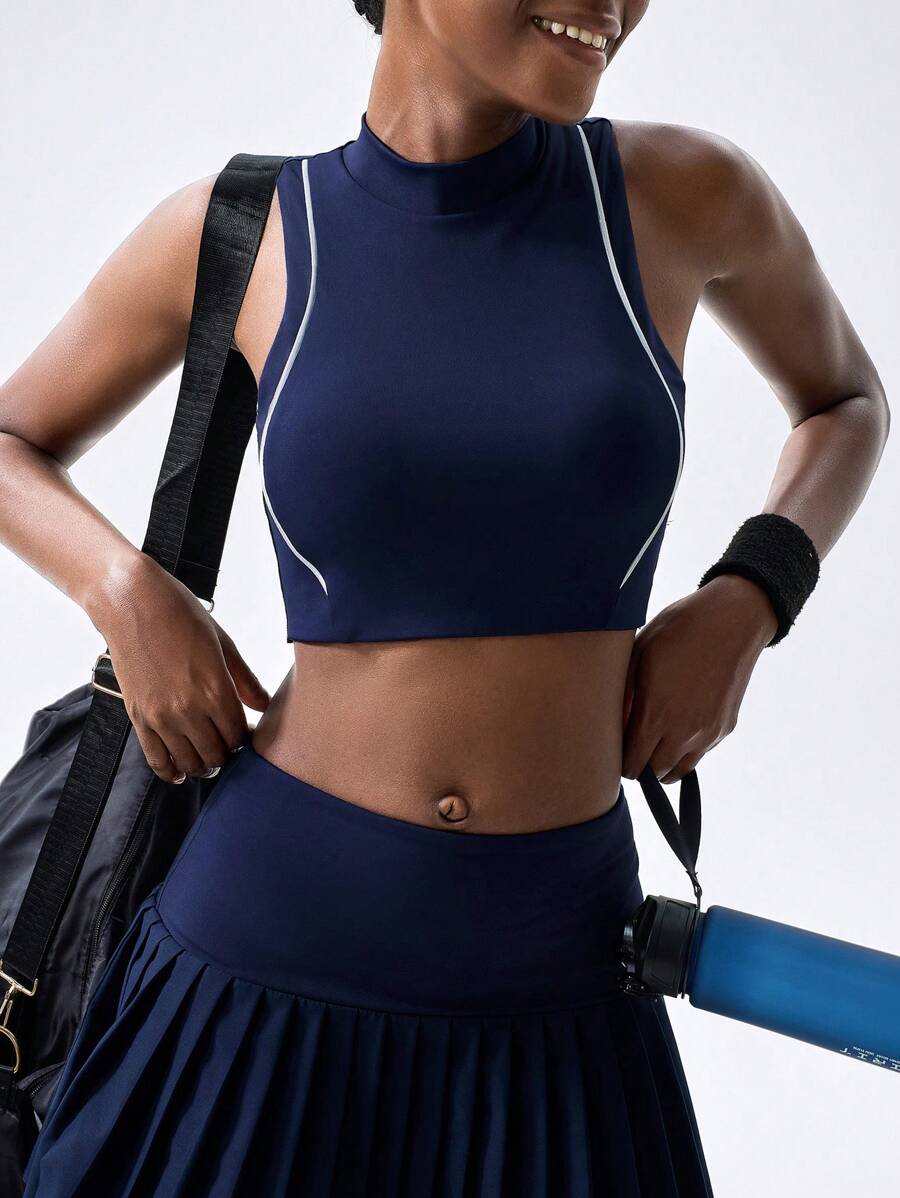 VARSITIE Yoga Basic Chest Cup With Women Sports Sets - Navy Blue - View 1