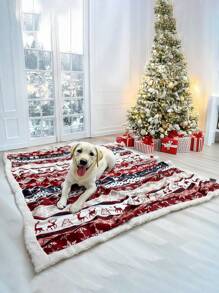1 件圣诞毯，法兰绒毯，带有驯鹿节日图案，柔软温暖的冬季装饰毯，适合家庭沙发、床、长沙发、椅子、户外、所有季节圣诞装饰、圣诞礼物、秋季装饰、秋季装饰、房间装饰 - 彩色 - 查看 2