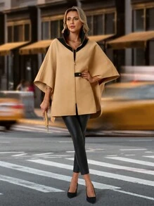 SHEIN Clasi Poncho invernale caldo da donna - Cachi - Visualizzare 3