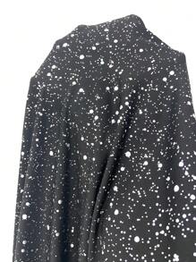 EMERY ROSE LUNE Draped Collar Pleated Glittery Long Sleeve T-Shirt Women Tops For Spring Fall - Black - View 6