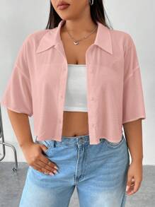 Comfortcana 情人节，大码女式纽扣休闲短衬衫，粉色，百搭