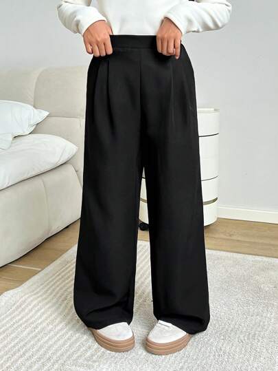 Tween 女童休闲纯色阔腿长裤