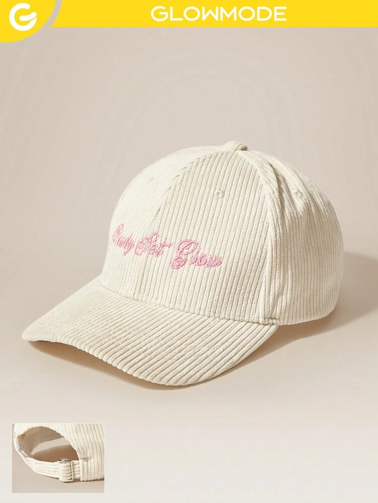 Gorra de pana con broche ajustable en la parte trasera y bordado en la visera curva, para uso diario y casual