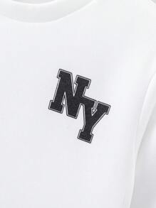 6 件套年轻男童休闲韩版字母印花图案圆领宽松长袖运动衫和宽松罗纹袖口运动裤 2 件套，适合学校、花园、海滩、生日、春季、夏季、秋季、冬季 - 彩色 - 查看 6