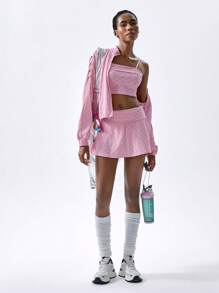 VARSITIE 粉色寒冷天气服装秋冬装瑜伽休闲时尚基本款女士户外夹克 - 粉色 - 查看 4