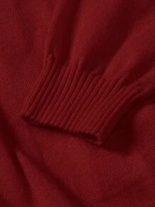 Manfinity Homme Áo len dệt kim cổ cao tay dài màu trơn cỡ lớn cho nam, áo len cổ lọ màu đỏ thu đông cho nam, áo len cổ lọ nam, áo len cổ lọ nam, áo len cổ lọ nam, áo len cổ lọ nam - Màu Đỏ Sâu - Xem 4