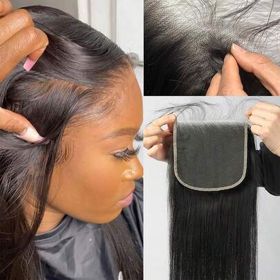 Lace Closure 5x6 Lace Closure Straight Lace Closure Human Hair Brazilian Virgin Hair Lace Closure Free Part 100% Human Hair Extensions For Women Pre Plucked Natural Color