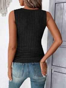 SHEIN LUNE Women Tight-Fit Comfortable Tank Top, Suitable For Spring, Summer, Autumn And Winter Seasons